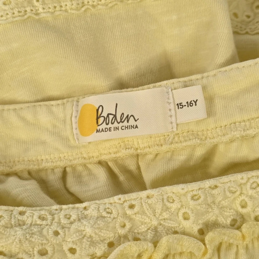Boden Yellow Cotton Tiered Sundress Eyelet Lace Trim Girls 15-16Y Coastal Summer